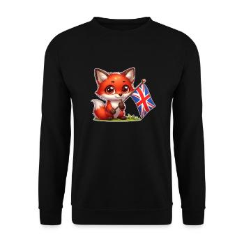Renard mignon avec le drapeau du Royaume-Uni - Sweat-shirt Unisexe - noir - Devant - Alina (178cm) & Michal (187cm)