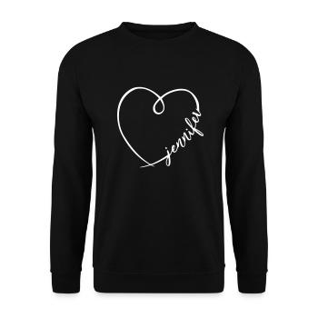 Jennifer Name Calligraphy Heart - Unisex Sweatshirt - black - Front - Alina (178cm) & Michal (187cm)