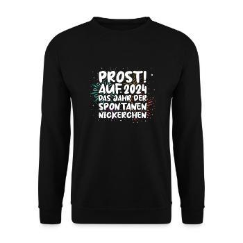 Neujahr Feuerwerk Silvester 2024 - Unisex Pullover - Schwarz - Vorne - Alina (178cm) & Michal (187cm)
