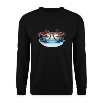 Sonnenbrille mit Palmen - Unisex Pullover - Schwarz - Vorne - Alina (178cm) & Michal (187cm)