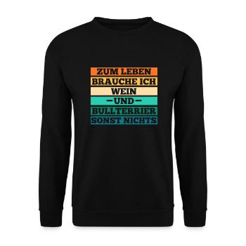 Hund Wein Bullterrier - Unisex Pullover - Schwarz - Vorne - Alina (178cm) & Michal (187cm)