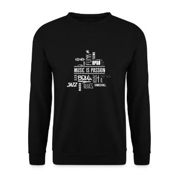 La musique, c’est la passion - Nuage de mots (blanc) - Sweat-shirt Unisexe - noir - Devant - Alina (178cm) & Michal (187cm)