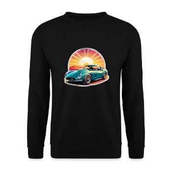 Oldtimer Sonnenuntergang - Unisex Pullover - Schwarz - Vorne - Alina (178cm) & Michal (187cm)