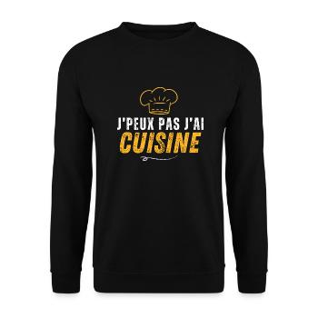 Quotes - I Can't I Have Cooking - Unisex Sweatshirt - black - Front - Alina (178cm) & Michal (187cm)