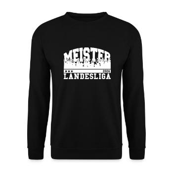 Meister Landesliga 2024 Aufstieg Fußball Handball - Unisex Pullover - Schwarz - Vorne - Alina (178cm) & Michal (187cm)