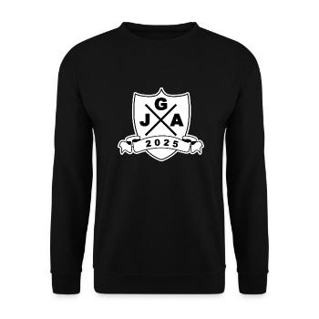 JGA 2025 Wappen - Unisex Pullover - Schwarz - Vorne - Alina (178cm) & Michal (187cm)