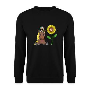 Hippi Poney Tournesol Cheval Cheval Enfant Enfants - Sweat-shirt Unisexe - noir - Devant - Alina (178cm) & Michal (187cm)