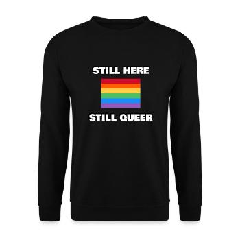 STILL HERE STILL QUEER gay pride - Unisex Sweatshirt - black - Front - Alina (178cm) & Michal (187cm)
