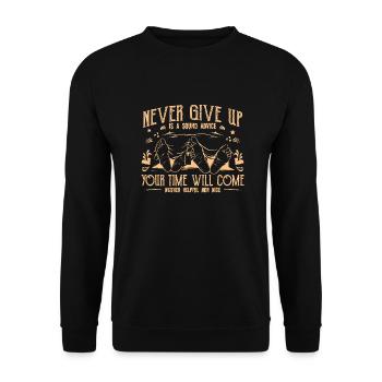 N’abandonnez jamais - N’abandonnez jamais - rime amusante - Sweat-shirt Unisexe - noir - Devant - Alina (178cm) & Michal (187cm)
