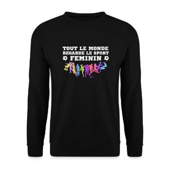 Tout Le Monde Regarde Le Sport Feminin - Sweat-shirt Unisexe - noir - Devant - Alina (178cm) & Michal (187cm)