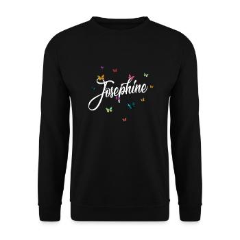 JOSEPHINE - Girl's Name & Colorful Butterflies - Unisex Sweatshirt - black - Front - Alina (178cm) & Michal (187cm)
