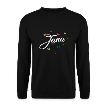 JANA - Nom de fille avec des papillons colorés - Sweat-shirt Unisexe - noir - Devant - Alina (178cm) & Michal (187cm)