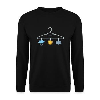 Wettervorhersage Aufhänger Weather Forecast Hanger - Unisex Pullover - Schwarz - Vorne - Alina (178cm) & Michal (187cm)