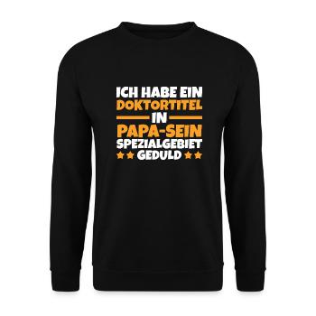 Vater Papa - Unisex Pullover - Schwarz - Vorne - Alina (178cm) & Michal (187cm)
