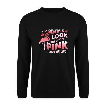 Regardez toujours du côté rose de la vie Oiseau rose Fla - Sweat-shirt Unisexe - noir - Devant - Alina (178cm) & Michal (187cm)
