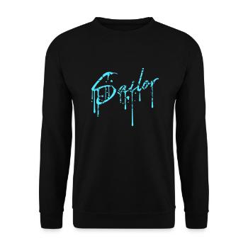 Sailor Graffiti Spray Tropfen Segeln Text Spruch - Unisex Pullover - Schwarz - Vorne - Alina (178cm) & Michal (187cm)