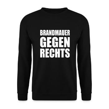 brandmauer gegen rechts - Unisex Pullover - Schwarz - Vorne - Alina (178cm) & Michal (187cm)