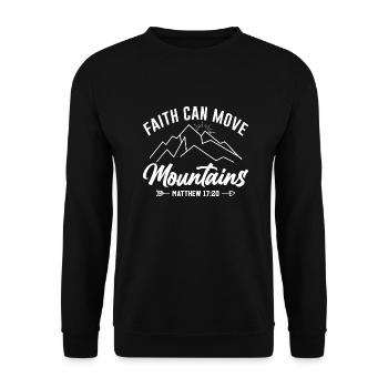 Glaube kann Berge versetzen - Unisex Pullover - Schwarz - Vorne - Alina (178cm) & Michal (187cm)