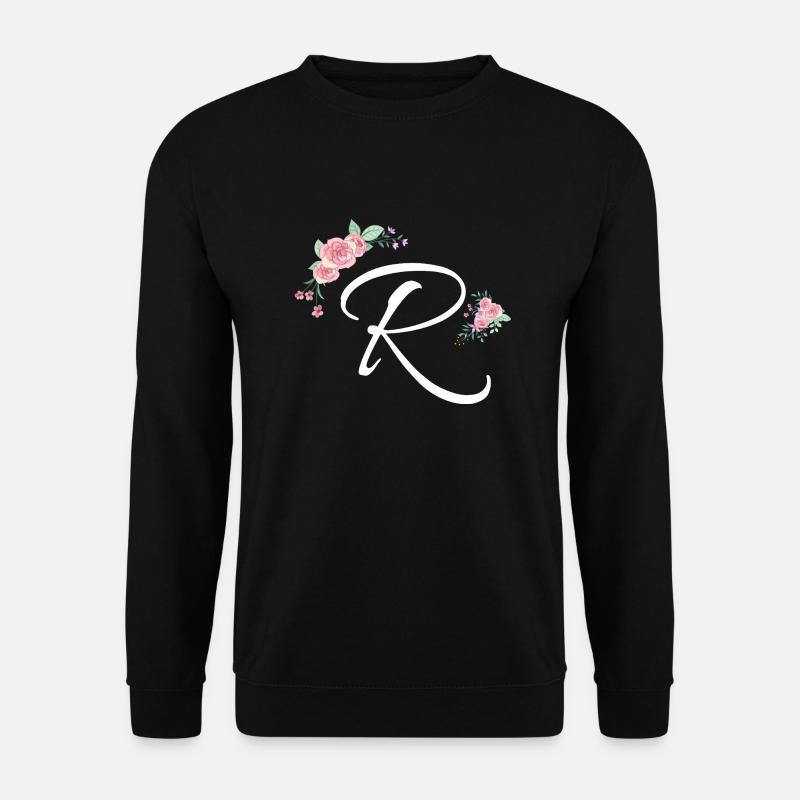 Lettre r fleurs - Sweat-shirt Unisexe - noir
