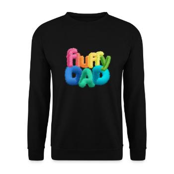 Fluffy Dad – Farbenfrohe, flauschige Typografie - Unisex Pullover - Schwarz - Vorne - Alina (178cm) & Michal (187cm)