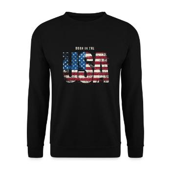 Né aux États-Unis - Sweat-shirt Unisexe - noir - Devant - Alina (178cm) & Michal (187cm)