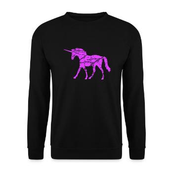 Unicorn Vintage Silhouette Scratches Cracks Retro - Unisex Sweatshirt - black - Front - Alina (178cm) & Michal (187cm)