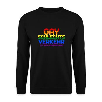Gayschlechtsverkehr ist kein Verbrechen (bunt) - Unisex Pullover - Schwarz - Vorne - Alina (178cm) & Michal (187cm)