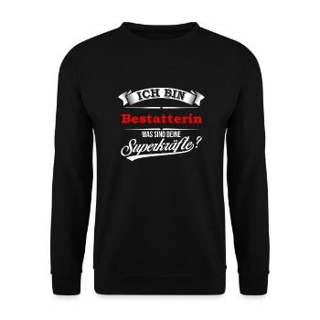 Bestatterin Leichenbestatterin Bestattung - Unisex Pullover - Schwarz - Vorne - Alina (178cm) & Michal (187cm)