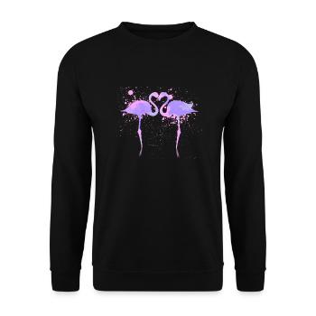 flamants roses - Sweat-shirt Unisexe - noir - Devant - Alina (178cm) & Michal (187cm)