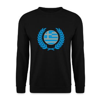 Griechenland (Flagge & Lorbeerkranz) - Unisex Pullover - Schwarz - Vorne - Alina (178cm) & Michal (187cm)