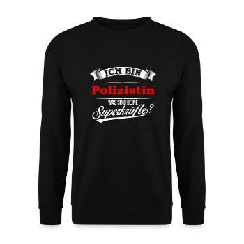 Polizist Polizistin Polizeibeamter Polizeitbeamtin - Unisex Pullover - Schwarz - Vorne - Alina (178cm) & Michal (187cm)