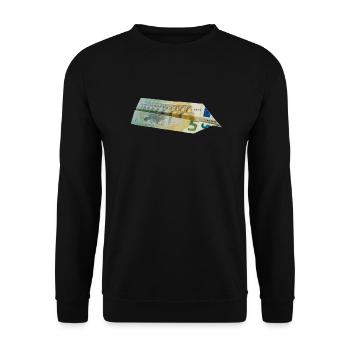 5-Euro-Schein - Unisex Pullover - Schwarz - Vorne - Alina (178cm) & Michal (187cm)