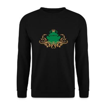 Frosch - König - Schnörkel - Unisex Pullover - Schwarz - Vorne - Alina (178cm) & Michal (187cm)