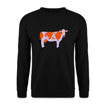 Kuh Vektor gefleckt - Unisex Pullover - Schwarz - Vorne - Alina (178cm) & Michal (187cm)