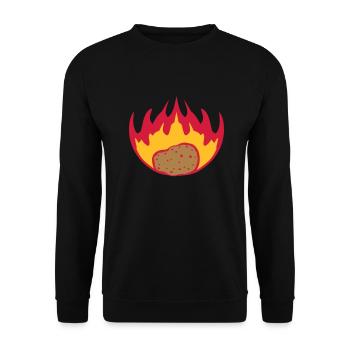 brennende kartoffel flammen feuer heiss essen leck - Unisex Pullover - Schwarz - Vorne - Alina (178cm) & Michal (187cm)