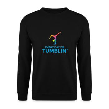 Handstand Turnen Gymnastik Spruch lustig Geschenk - Unisex Pullover - Schwarz - Vorne - Alina (178cm) & Michal (187cm)