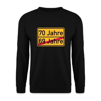 70. Geburtstag - Unisex Pullover - Schwarz - Vorne - Alina (178cm) & Michal (187cm)