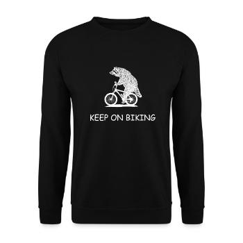 Raccoon bike Mountain bike keep on biking - Unisex Sweatshirt - black - Front - Alina (178cm) & Michal (187cm)