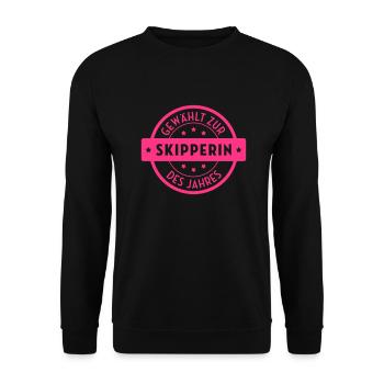 Skipper / Skipperin / Segeln / Windsurfen / Boot - Unisex Pullover - Schwarz - Vorne - Alina (178cm) & Michal (187cm)