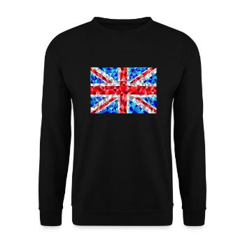 Union Jack im low poly Diamant Stil - Unisex Pullover - Schwarz - Vorne - Alina (178cm) & Michal (187cm)