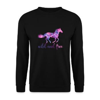 Sauvage et libre - cheval, cheval - Sweat-shirt Unisexe - noir - Devant - Alina (178cm) & Michal (187cm)