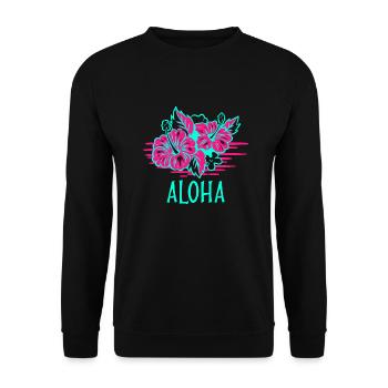 Aloha Hibiscus Floral Hawaii Gift Surfer kona - Unisex Sweatshirt - black - Front - Alina (178cm) & Michal (187cm)