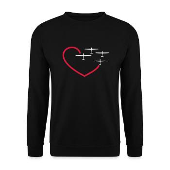 Herz mit Segelflugzeugen gleiten Pilot Geschenk - Unisex Pullover - Schwarz - Vorne - Alina (178cm) & Michal (187cm)