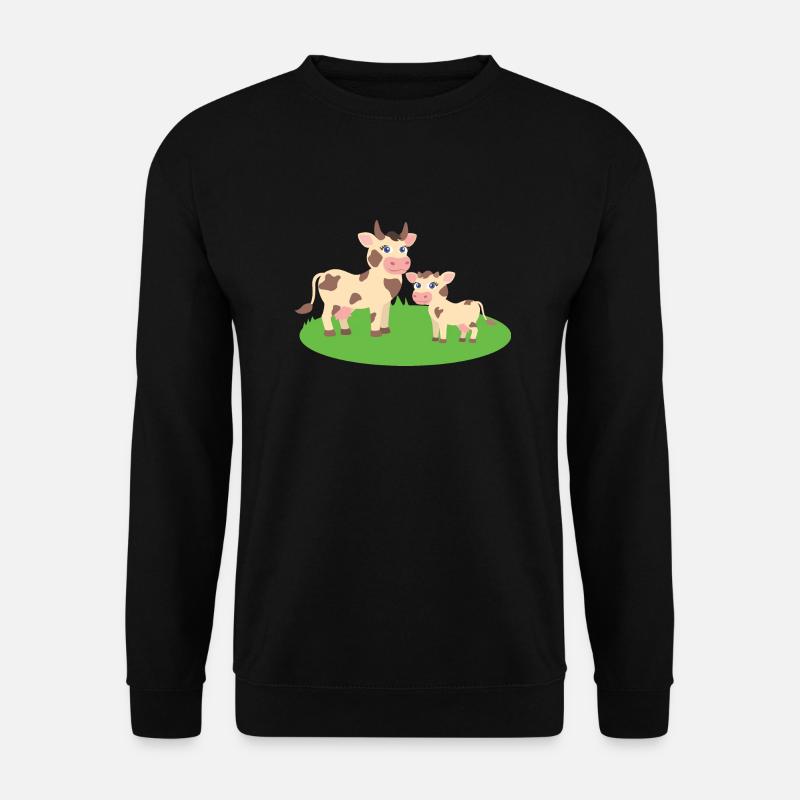 Kuh mit Kalb - Unisex Pullover - Schwarz