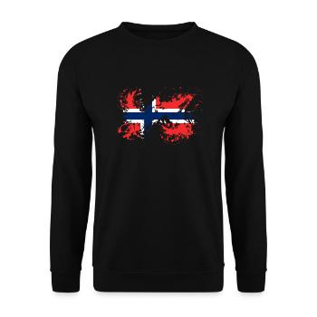 Norwegen Flagge norwegische Fahne Klecks - Unisex Pullover - Schwarz - Vorne - Alina (178cm) & Michal (187cm)