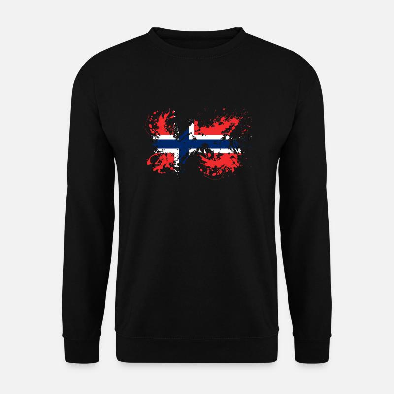 Norwegen Flagge norwegische Fahne Klecks - Unisex Pullover - Schwarz