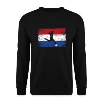 Niederlande Fußball Fan von Holland Mannschaft - Unisex Pullover - Schwarz - Vorne - Alina (178cm) & Michal (187cm)