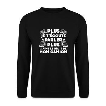 j’aime le bruit de mon camion Cadeau Humour Camion - Sweat-shirt Unisexe - noir - Devant - Alina (178cm) & Michal (187cm)
