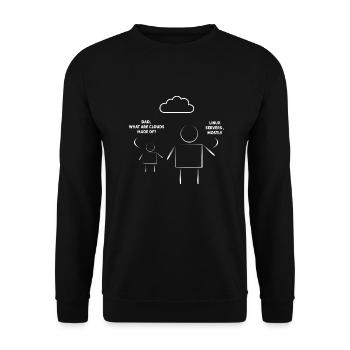 Père et fils Linux - Sweat-shirt Unisexe - noir - Devant - Alina (178cm) & Michal (187cm)