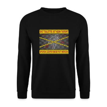 Die Toilette ist kein Tatort - Unisex Pullover - Schwarz - Vorne - Alina (178cm) & Michal (187cm)
